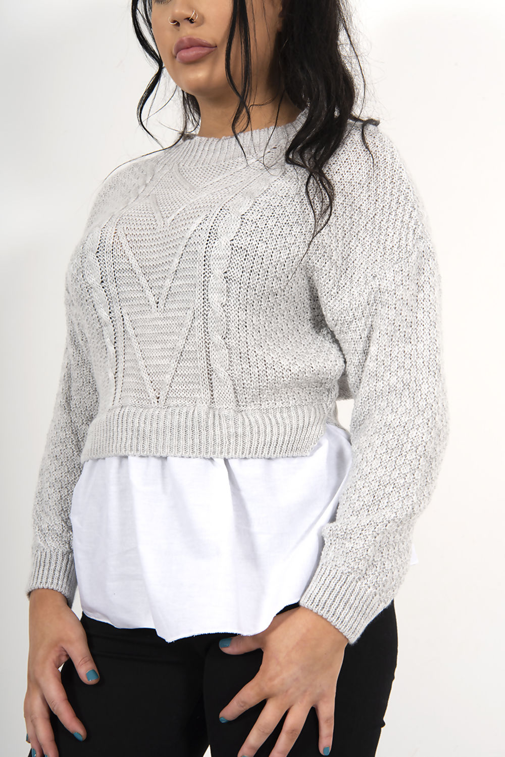 Frill Knitted Shirt Jumper