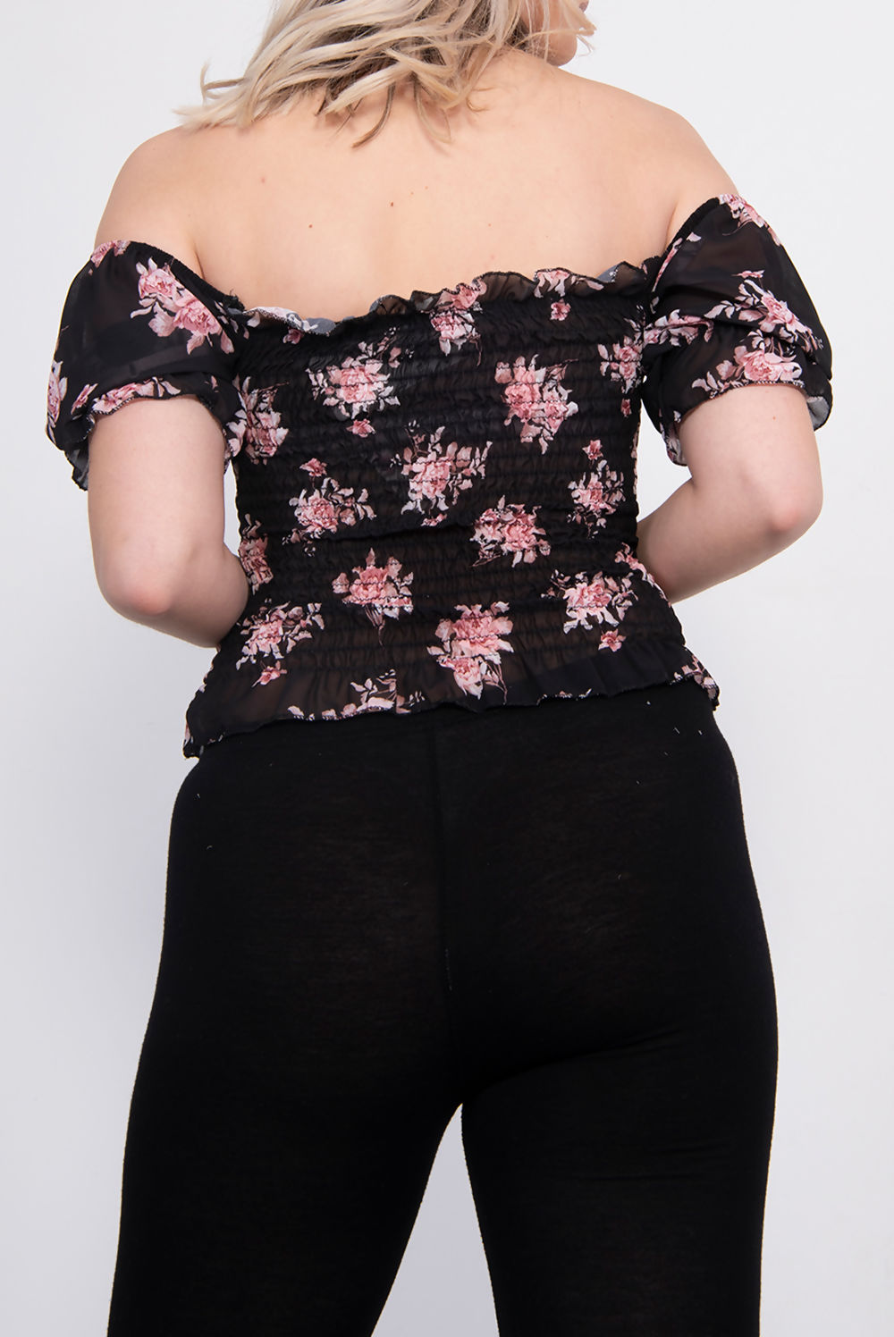 Dusty off Shoulder Floral Crop Top