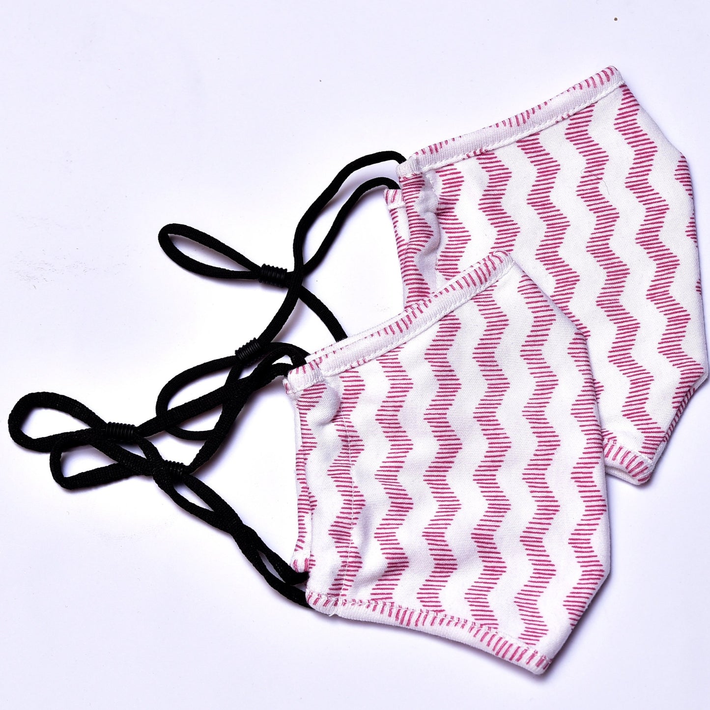Reusable Ultra-light Organic Cotton Face Mask - Zigzag burgundy