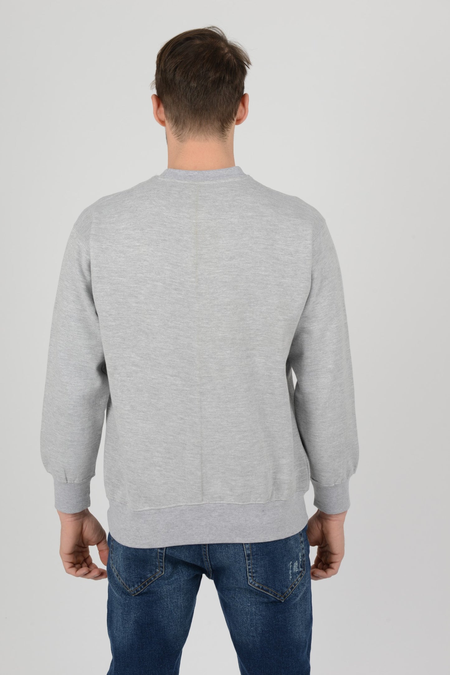 Mens-Plain-Fleece-Sweatshirt-Jersey-Light-Grey