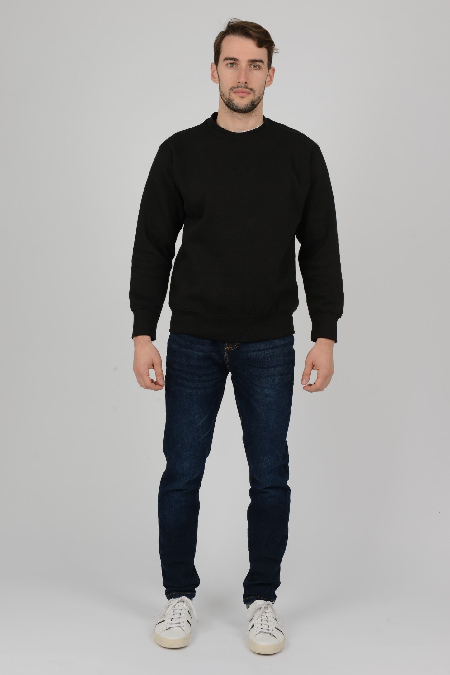 Mens-Plain-Fleece-Sweatshirt-Workwear-Black