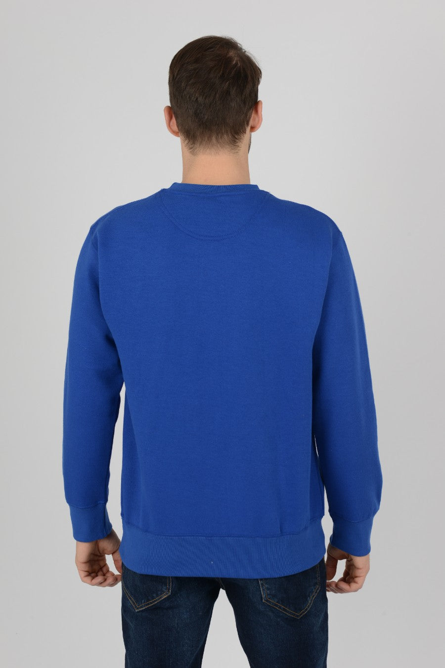 Mens-Plain-Fleece-Sweatshirt-Casual-Royal-Blue