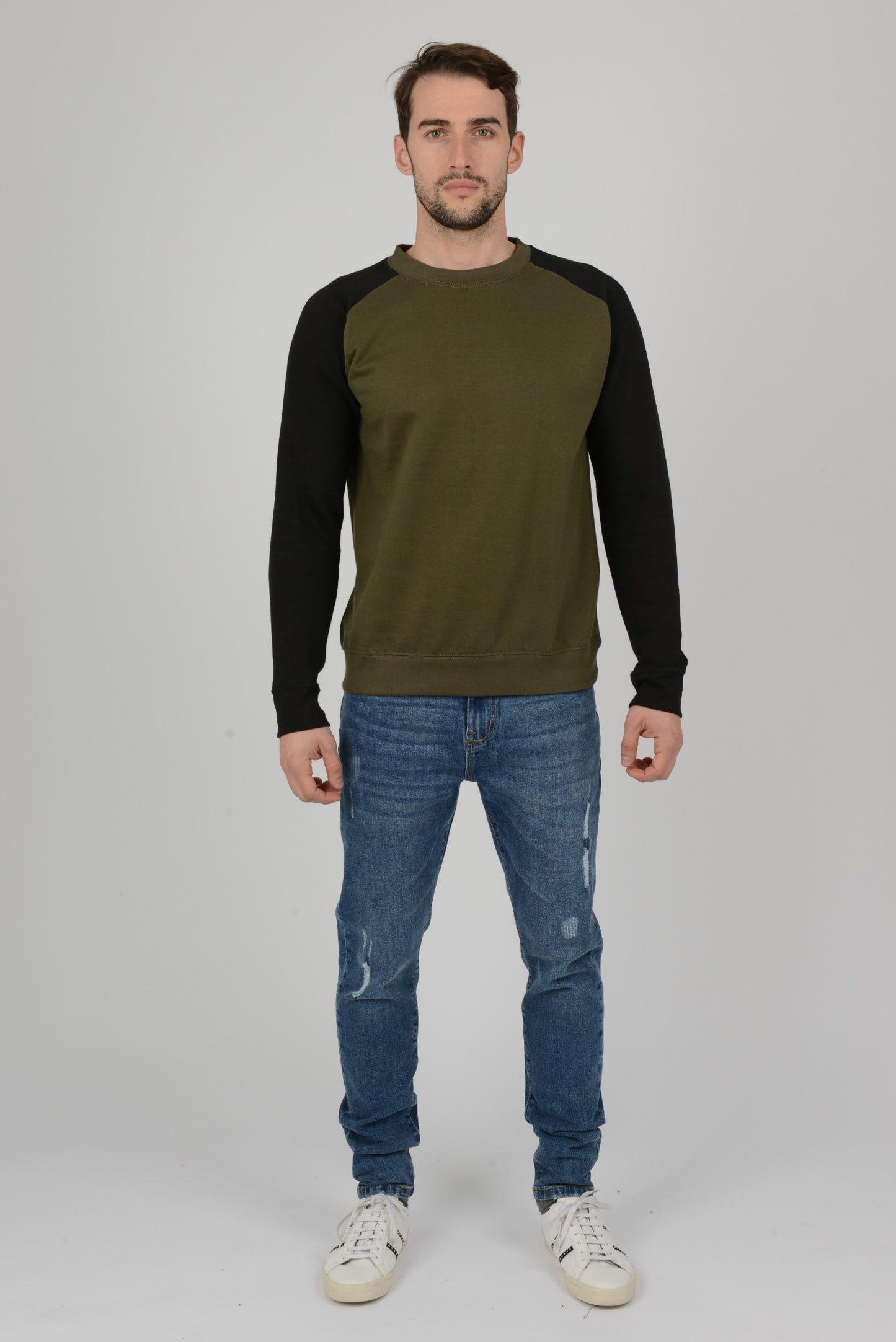 Mens Colourblock Raglan Sweatshirt Top