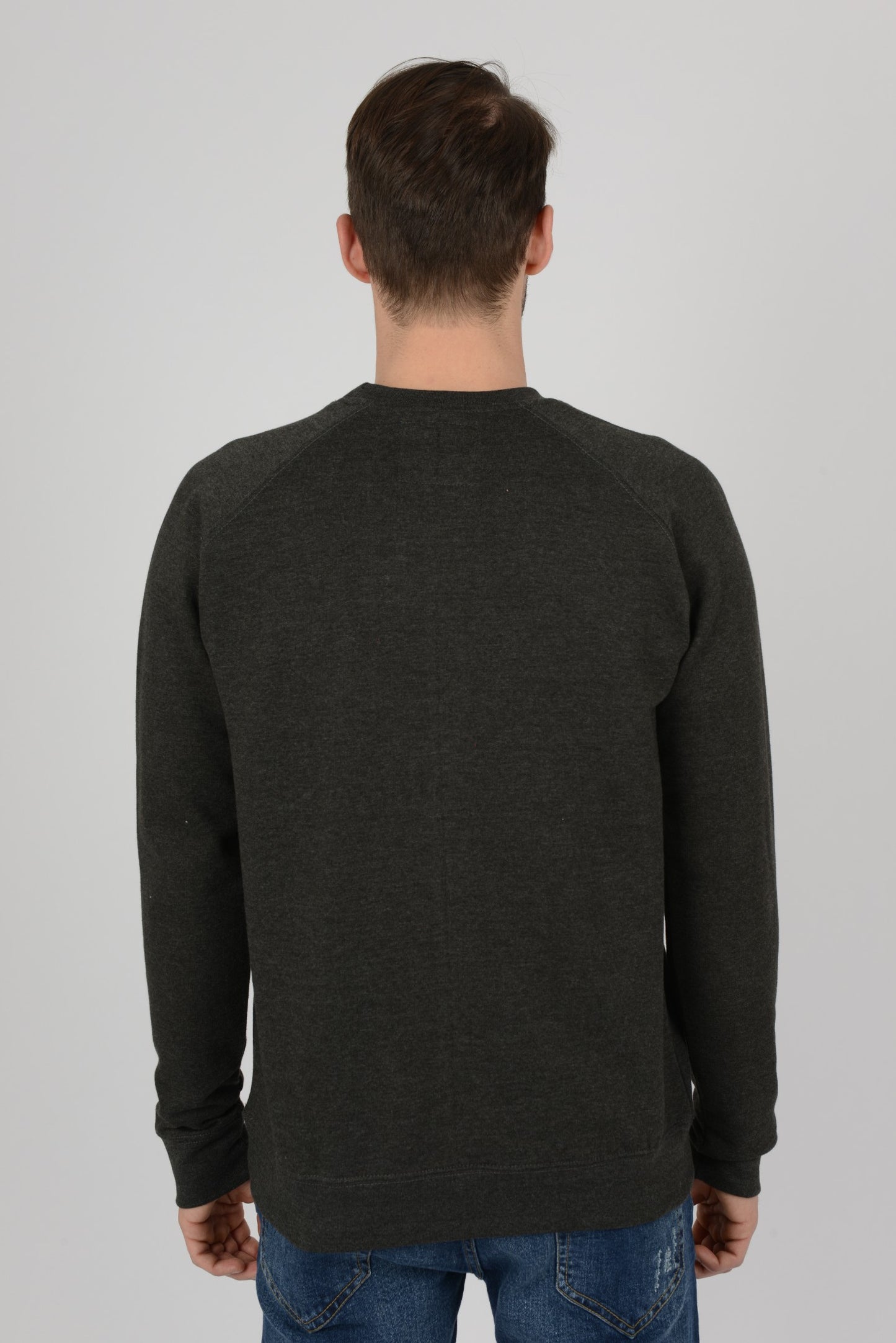 Mens-Raglan-Sweatshirt-Sweater-Dark-Grey
