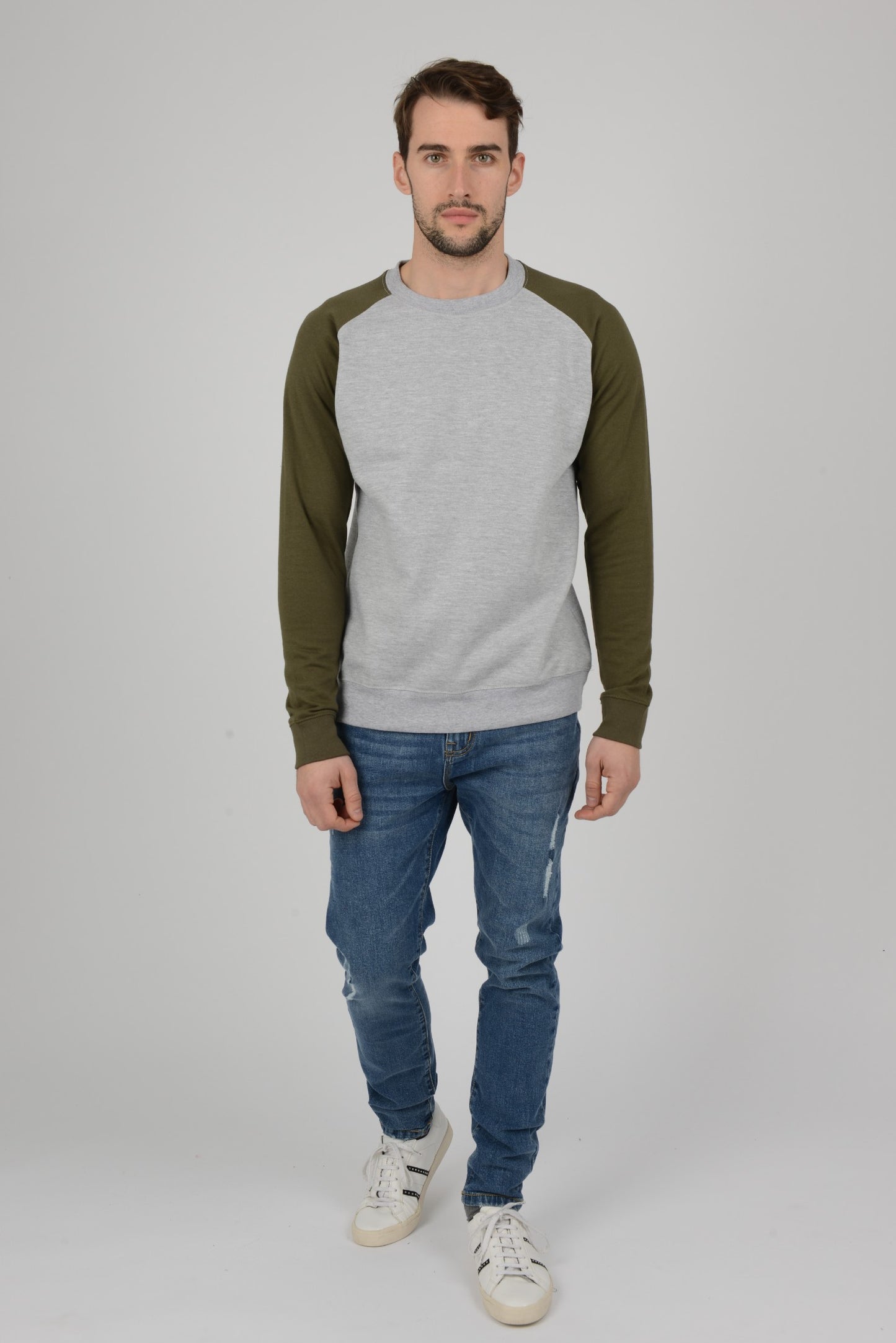 military army green grey sweat sweatshirt jumper top