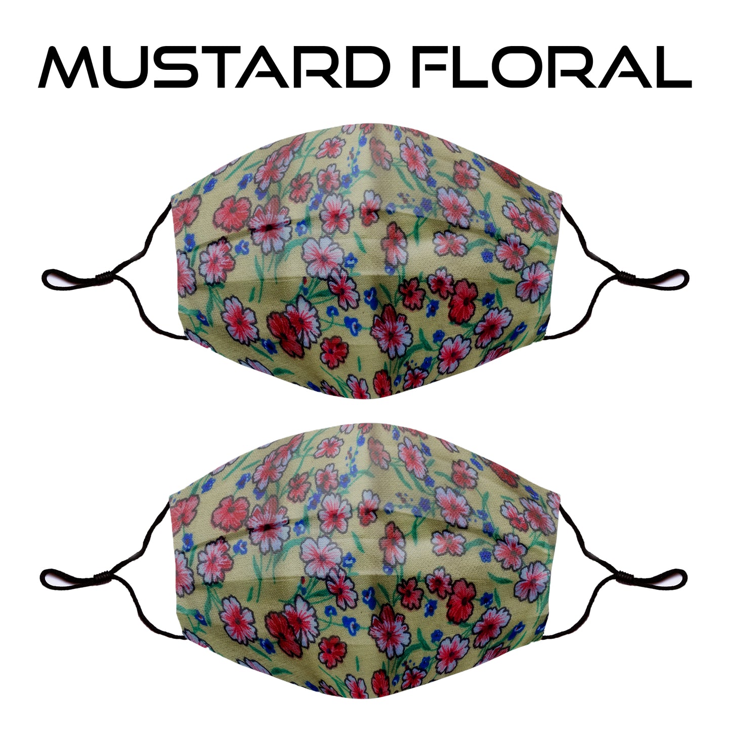 Pack of 2 - 4 Layer Fabric Cotton Pleated Face Mask