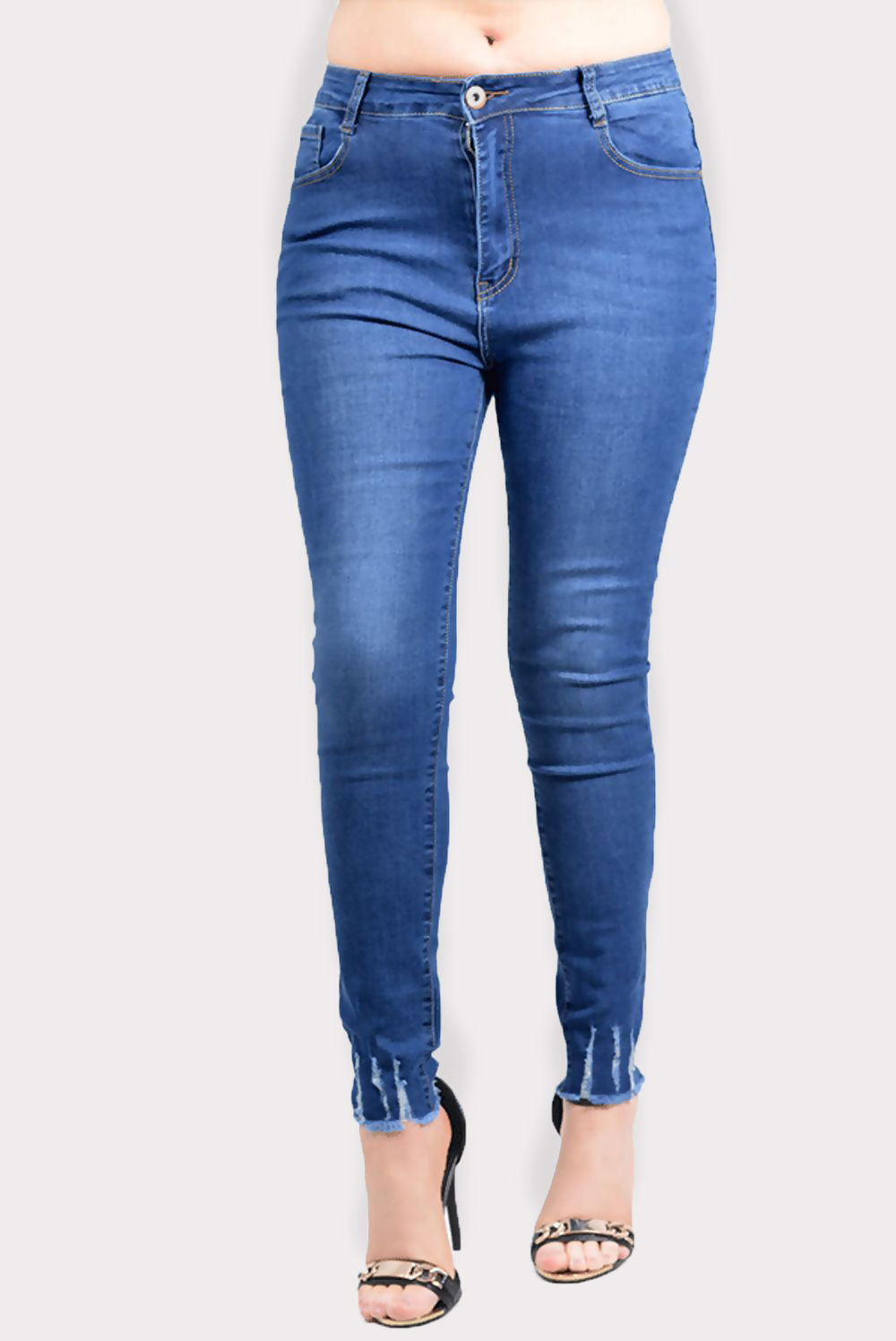 Plus Size Denim Raw Hem Jeans