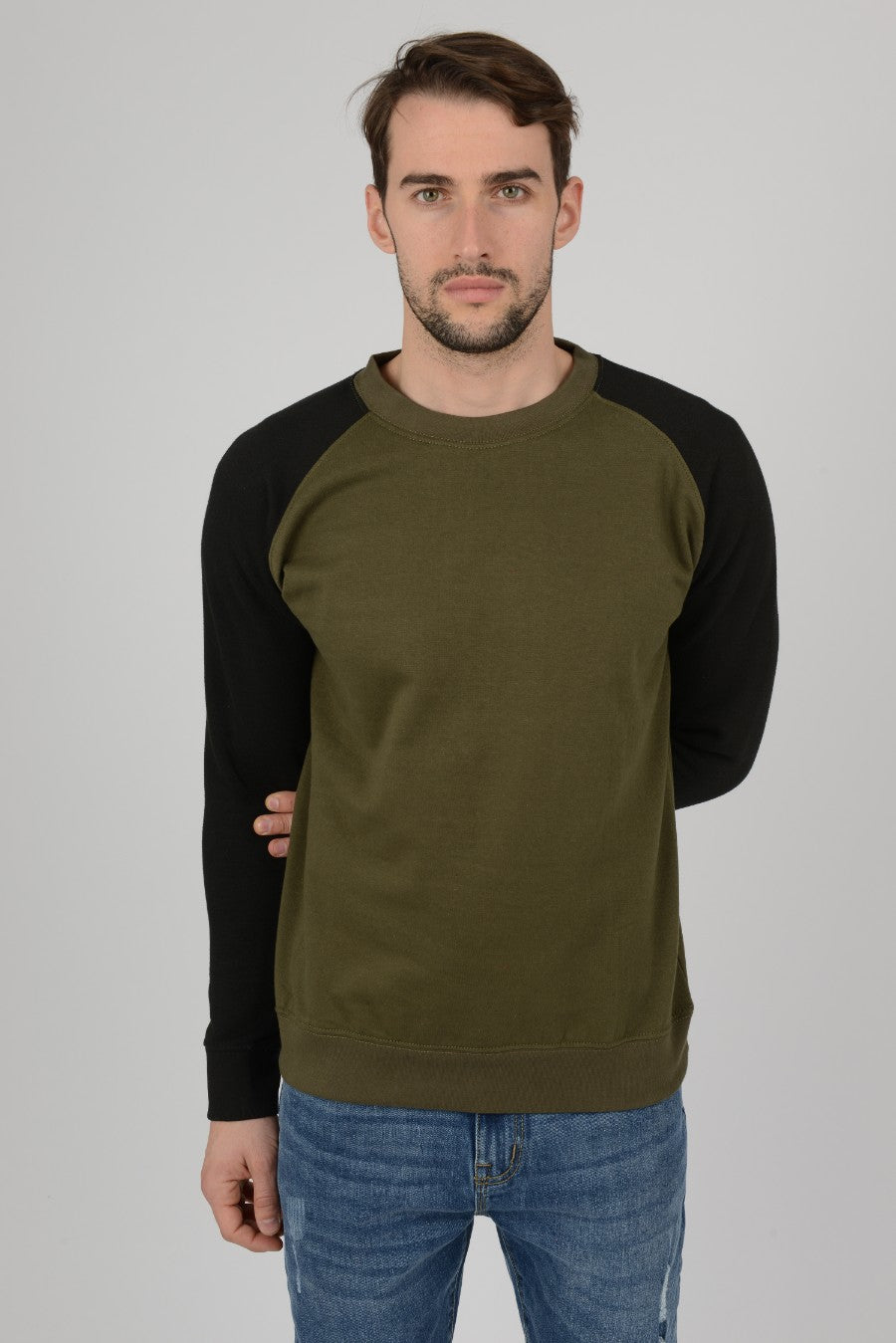 Mens Colourblock Raglan Sweatshirt Top