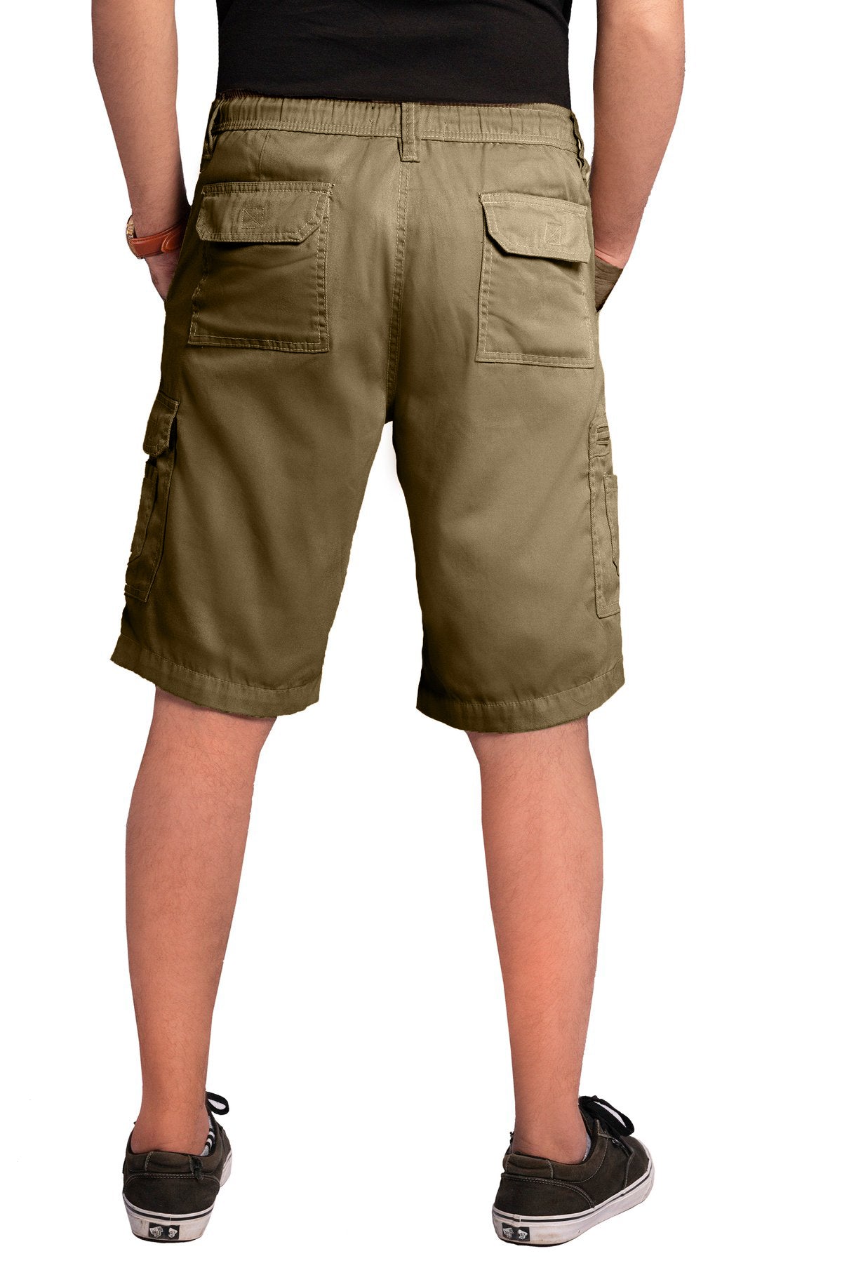 Men Cargo Combat Patch Pocket Green Shorts