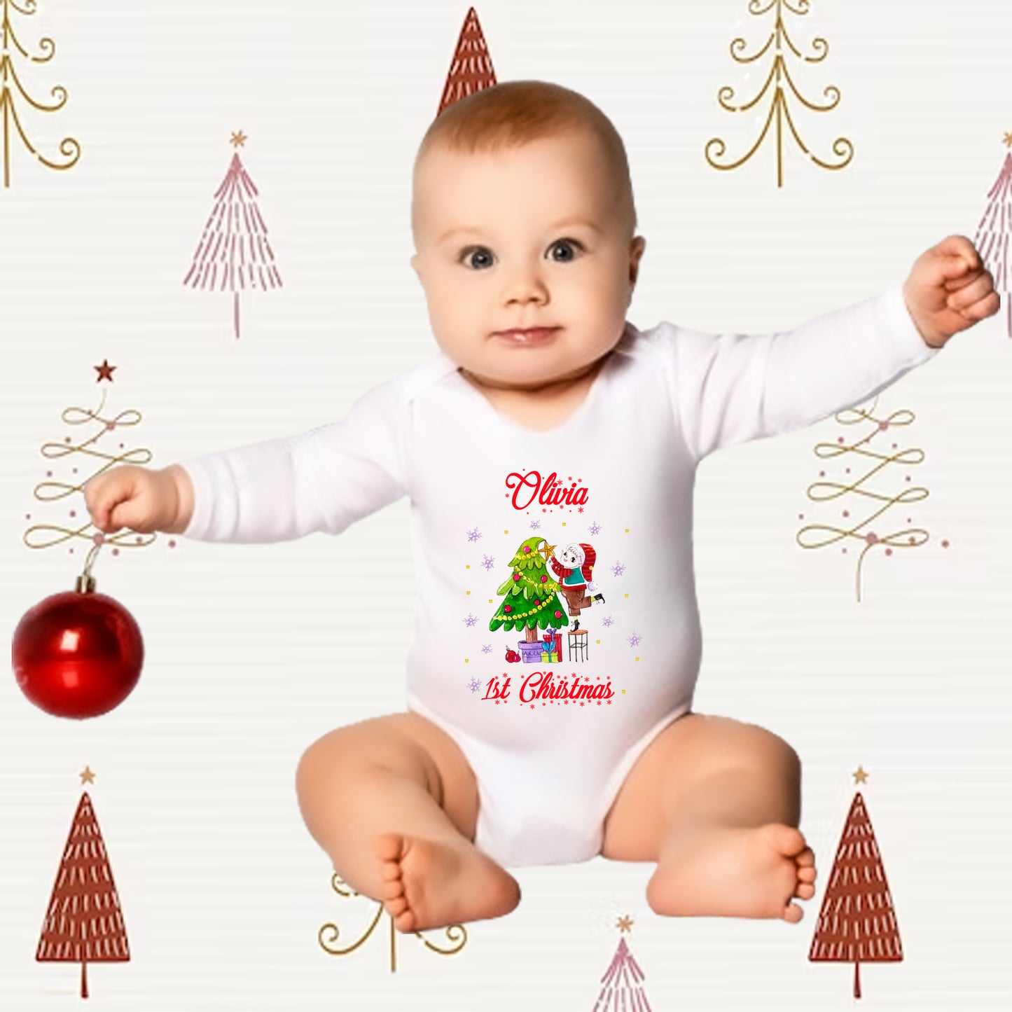 Customized Baby's First Christmas Sleepsuit