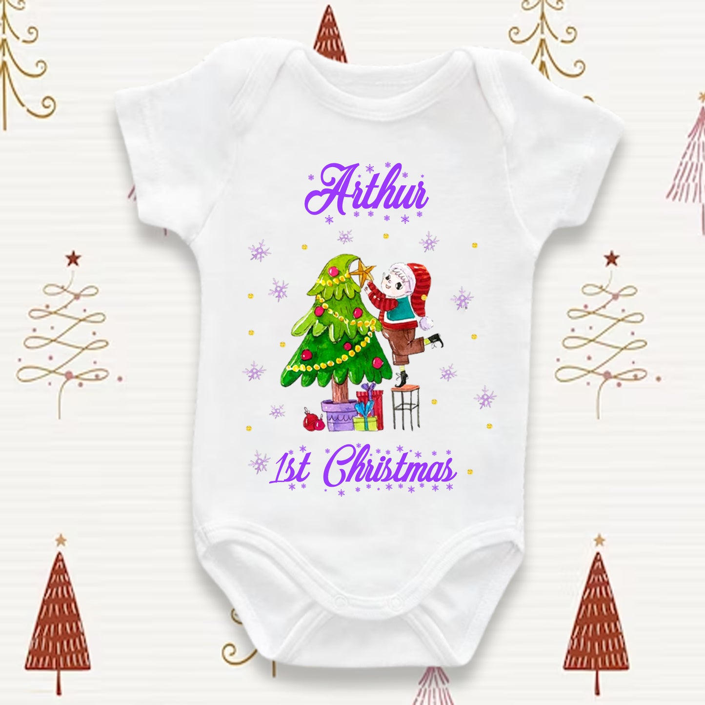 Customized Baby's First Christmas Sleepsuit