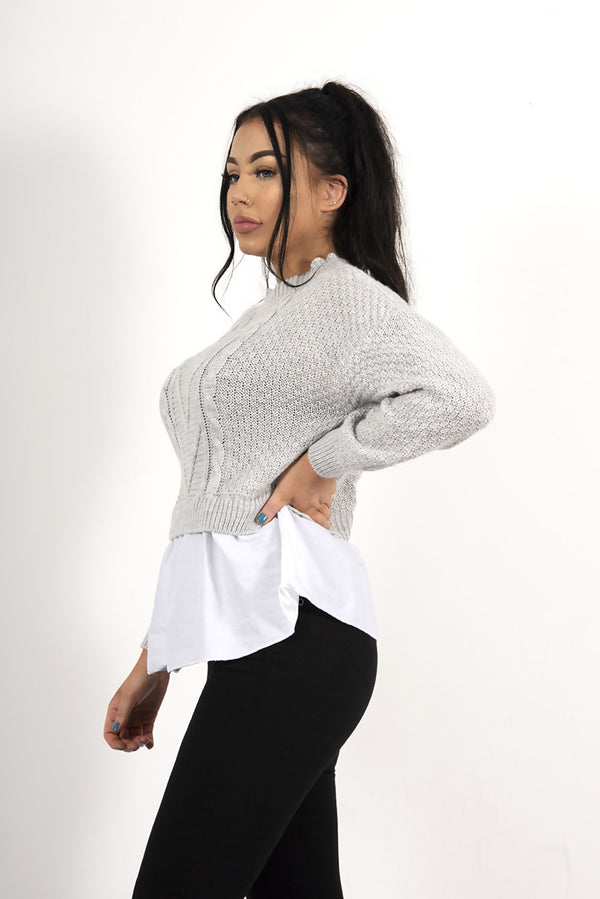 Frill Knitted Shirt Jumper