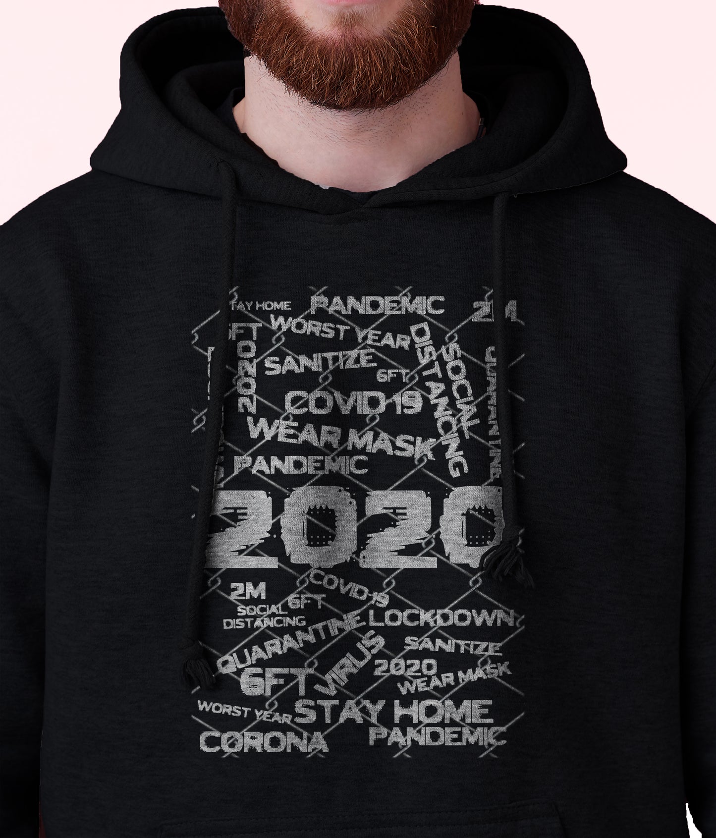 Men's Block Chain 2020 Fleece Pullover Long-sleeved Printed Hoodie