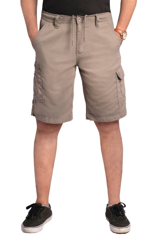 Men Cargo Combat Patch Pocket Grey Shorts