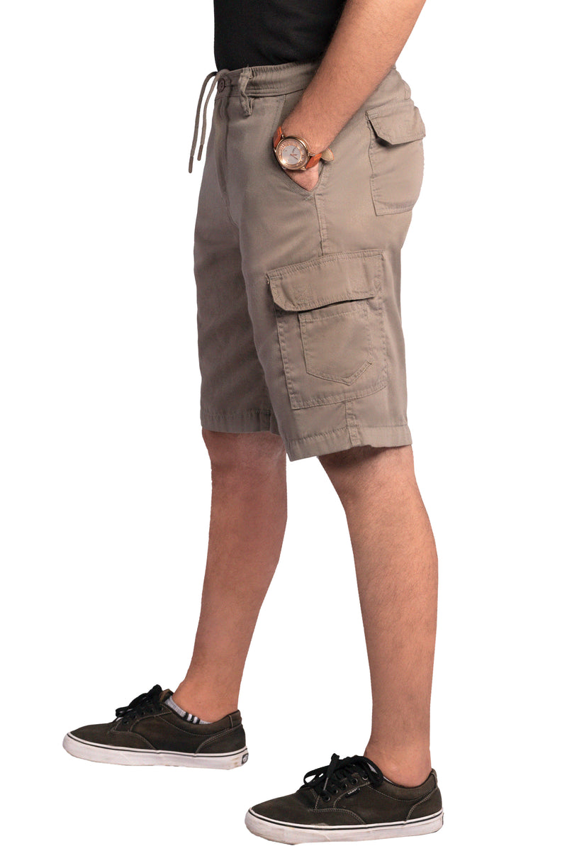 Men Cargo Combat Patch Pocket Grey Shorts
