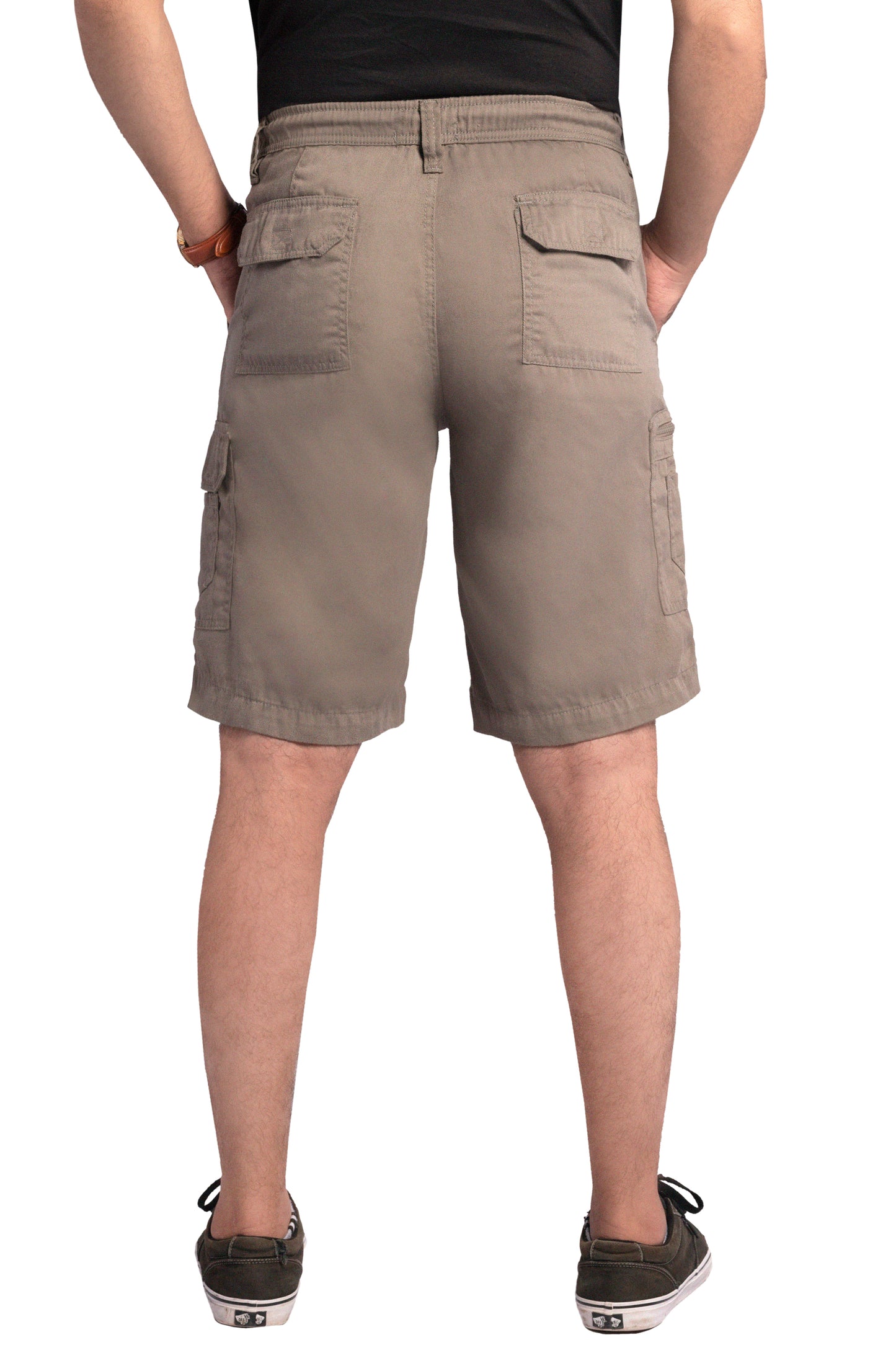 Men Cargo Combat Patch Pocket Grey Shorts