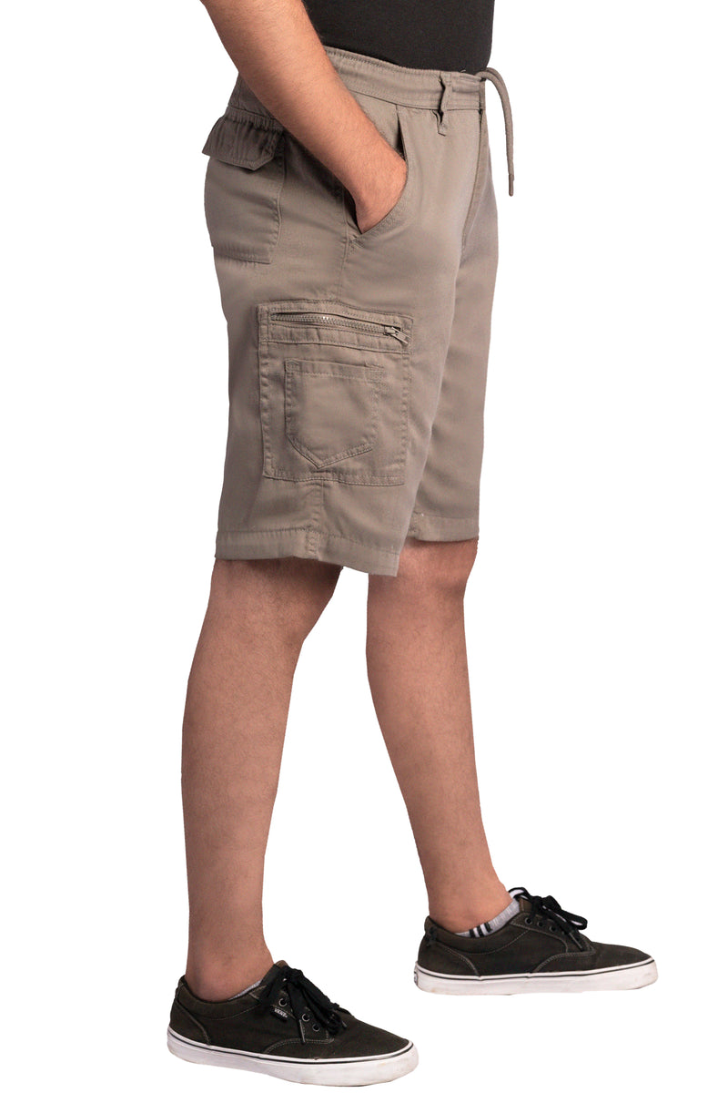 Men Cargo Combat Patch Pocket Grey Shorts