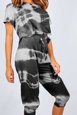 Tie Dye Crop Top And Harem Cap Set