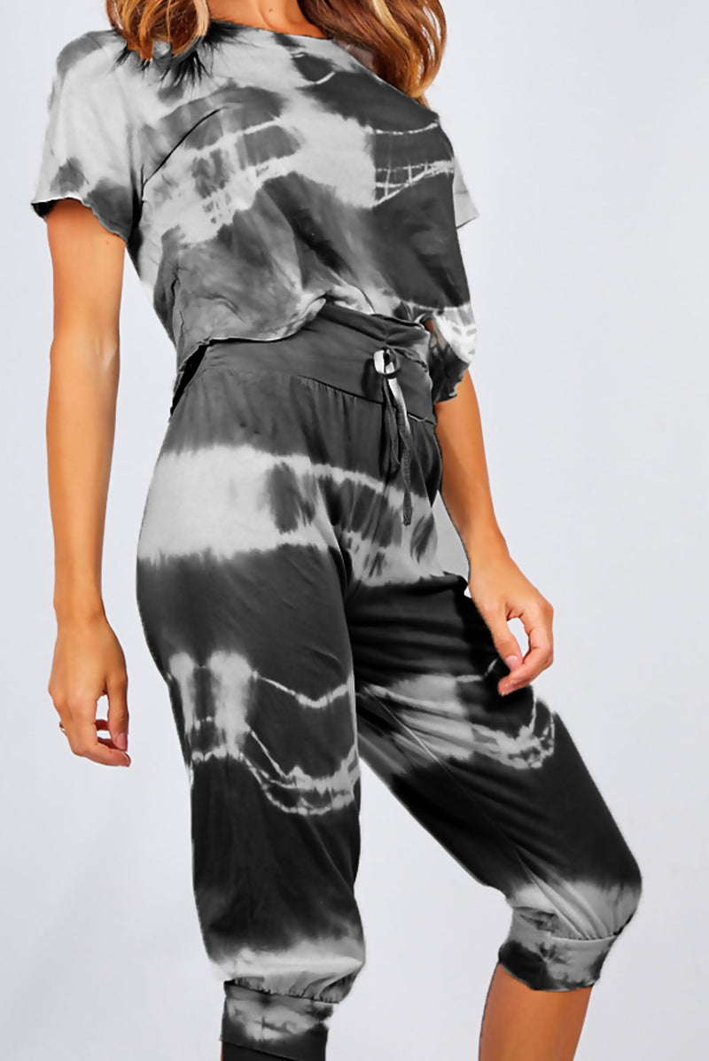 Tie Dye Crop Top And Harem Cap Set
