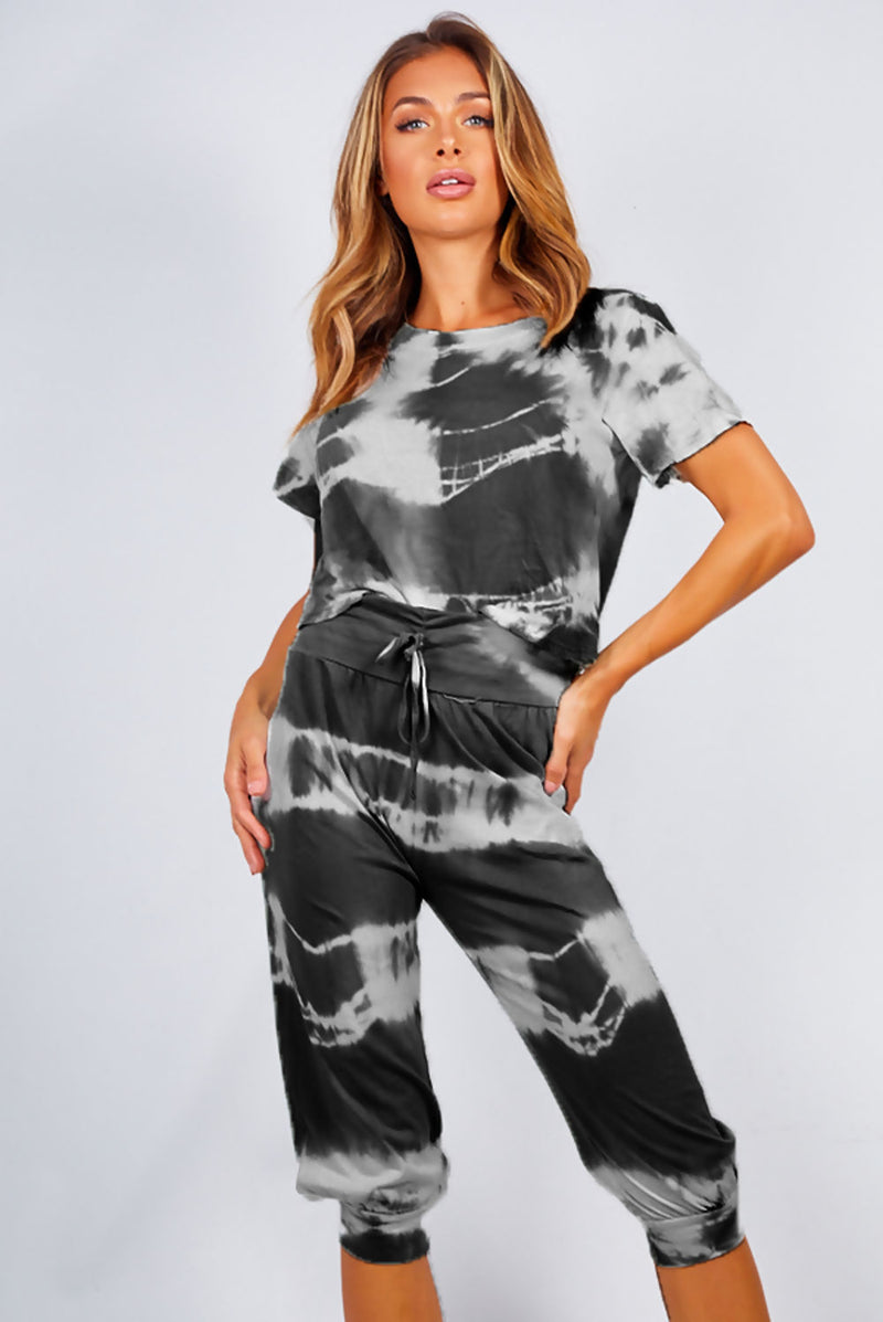 Tie Dye Crop Top And Harem Cap Set