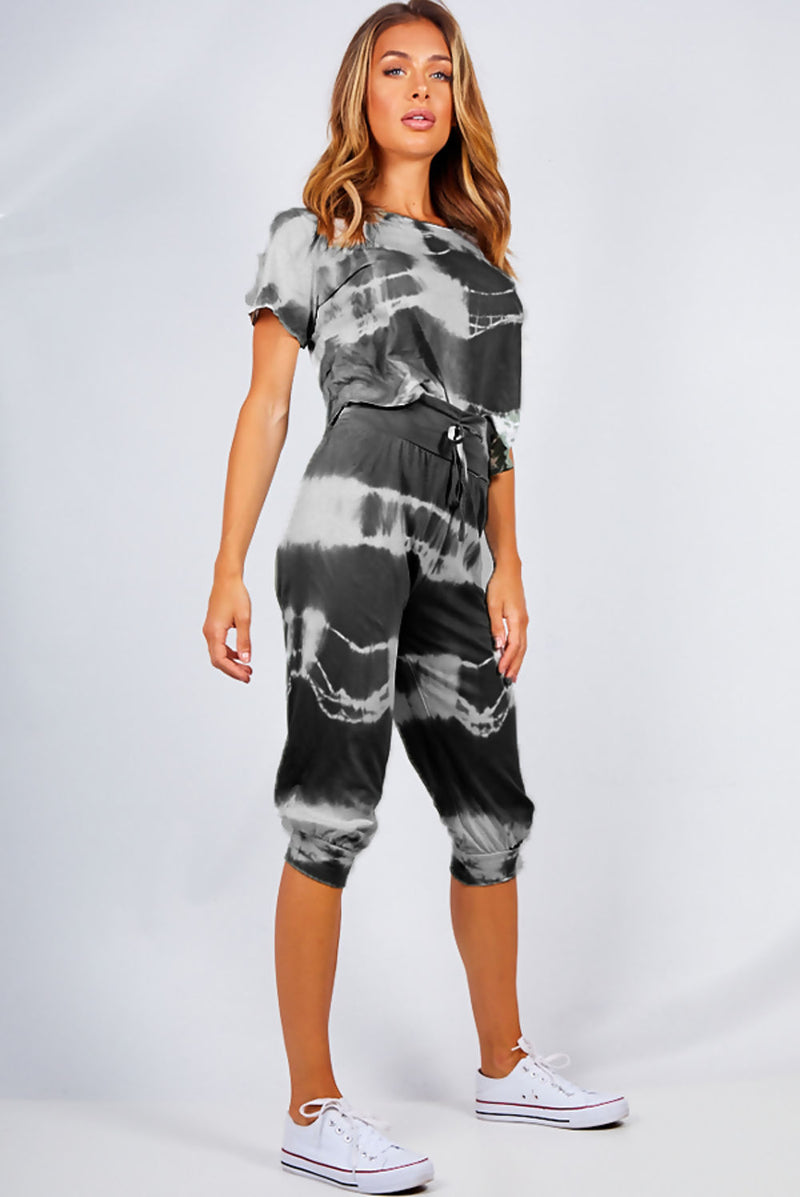 Tie Dye Crop Top And Harem Cap Set