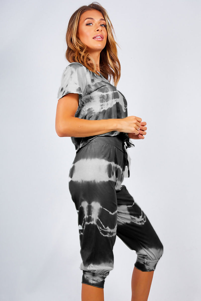 Tie Dye Crop Top And Harem Cap Set