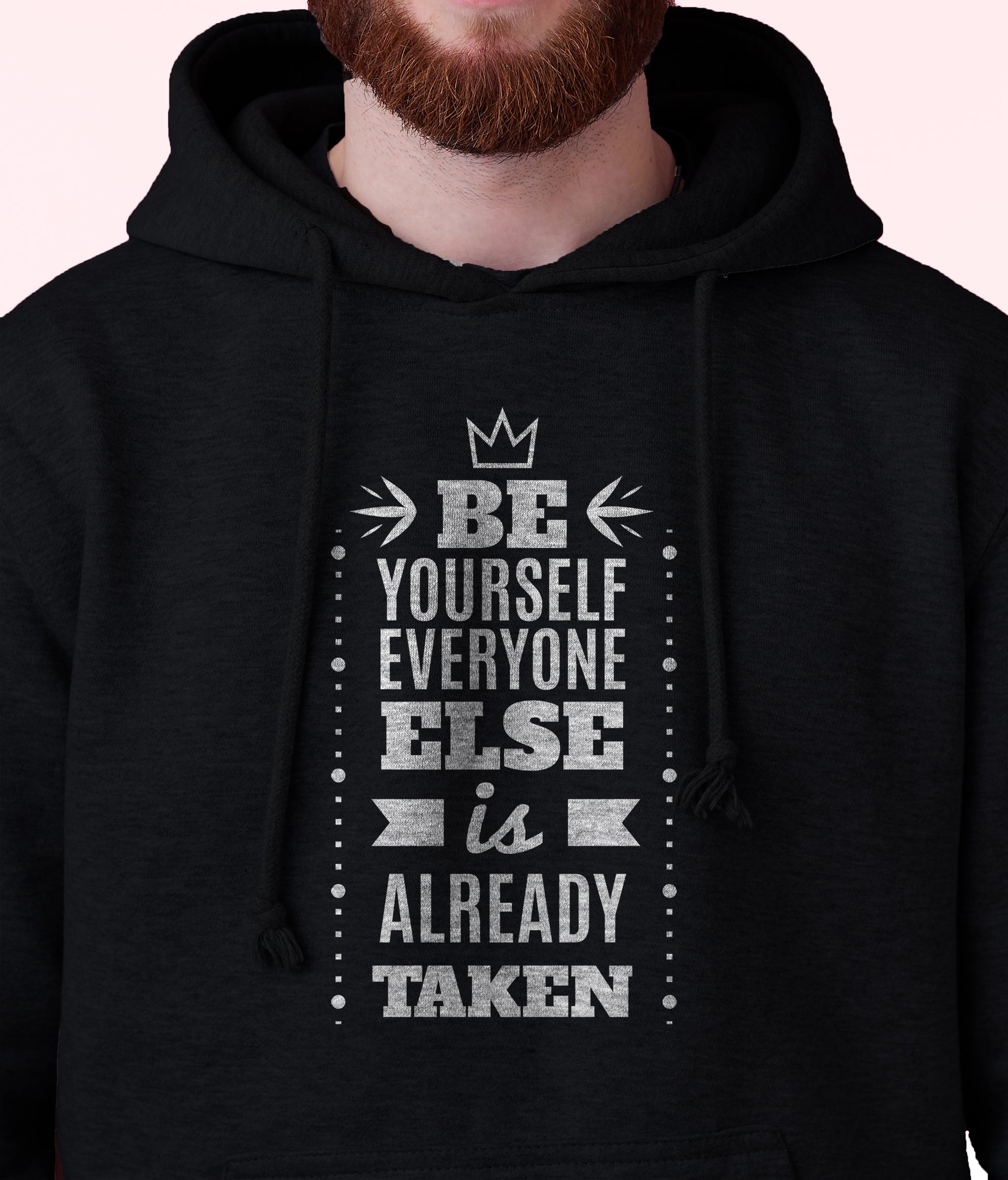 Men's 'Be Yourself' Fleece Pullover Long-sleeved Printed Hoodie