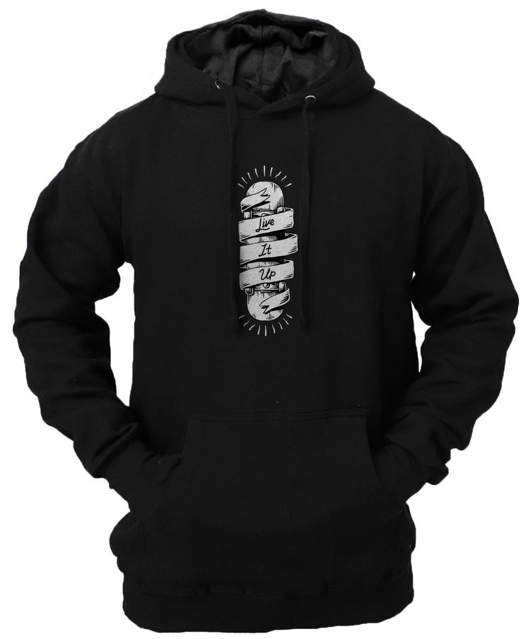 Men's 'Live It Up' fleece Pullover Long-sleeved Printed Hoodie