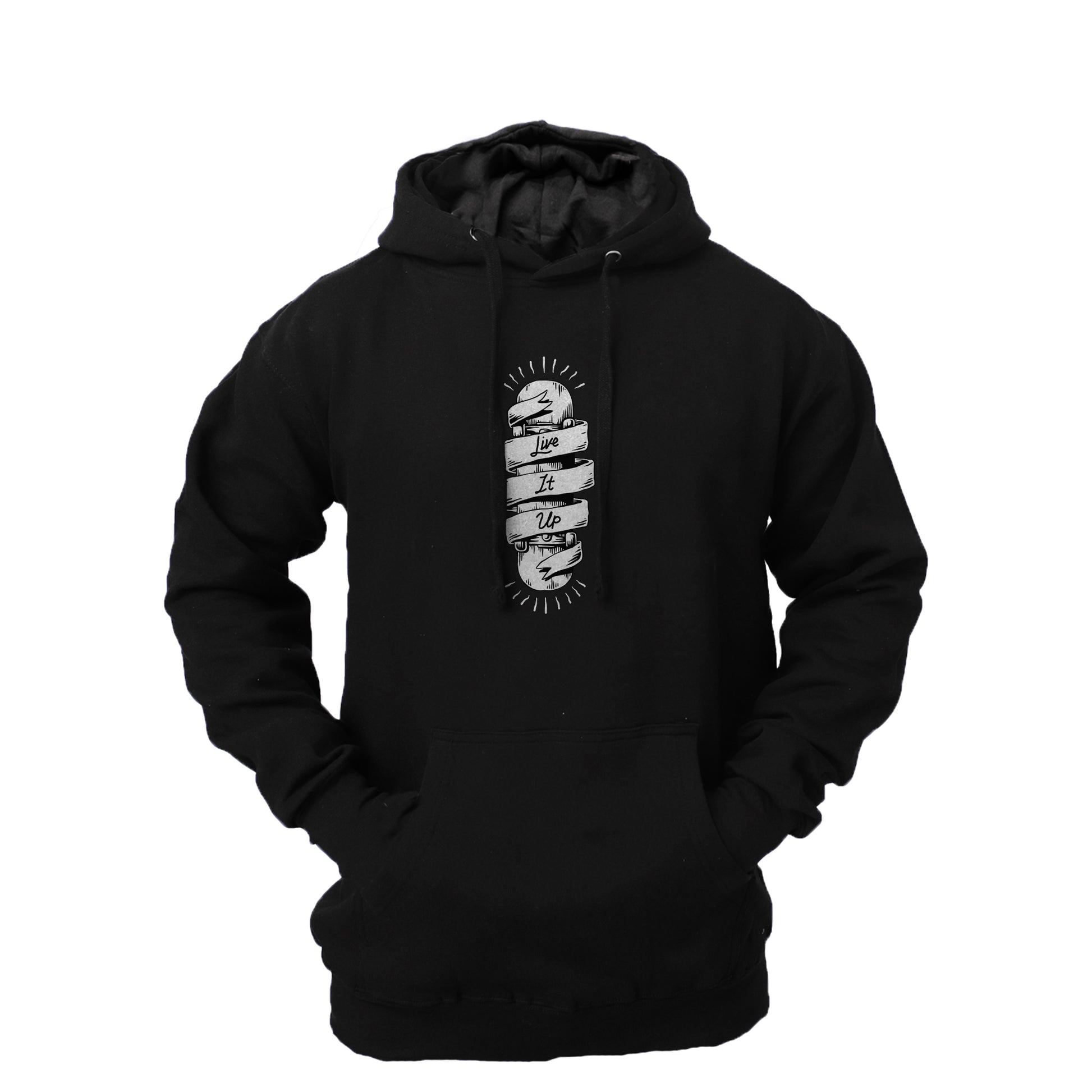 Men's 'Live It Up' fleece Pullover Long-sleeved Printed Hoodie