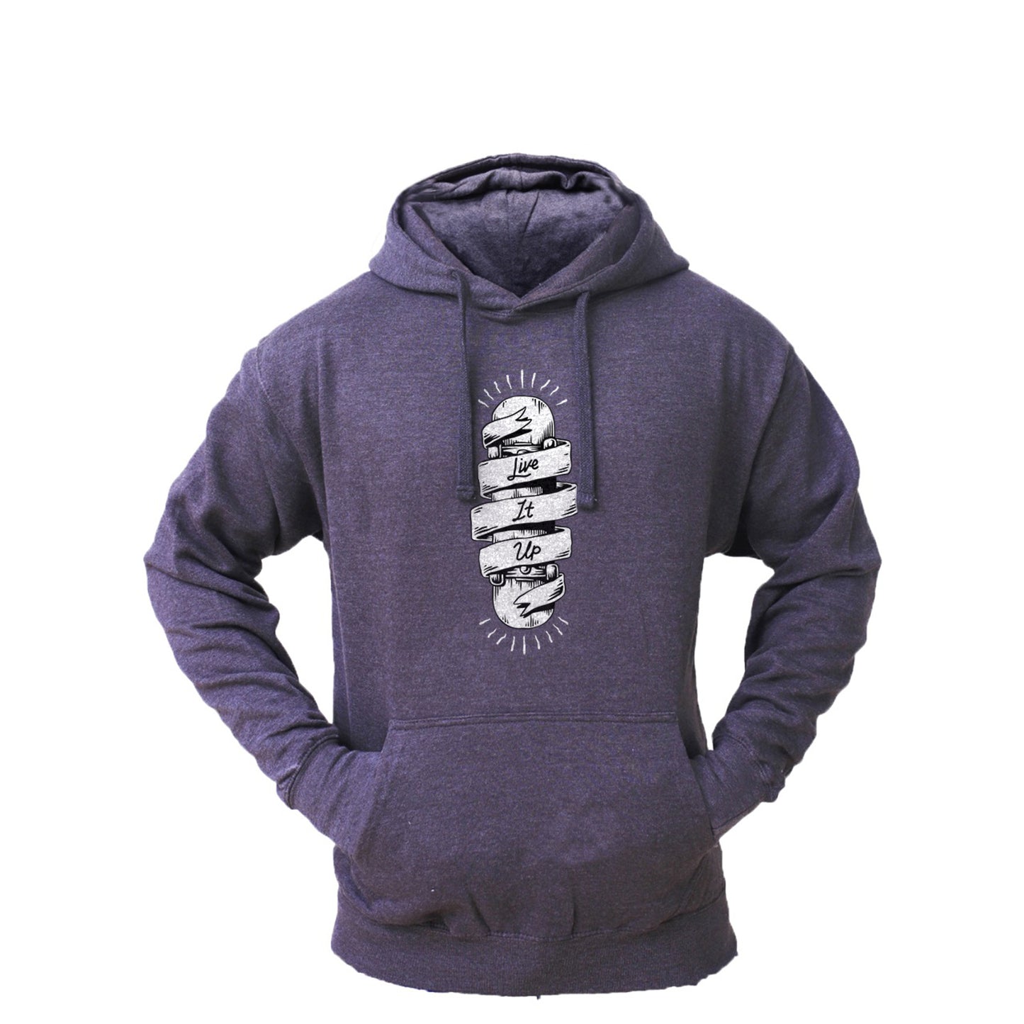 Men's 'Live It Up' fleece Pullover Long-sleeved Printed Hoodie