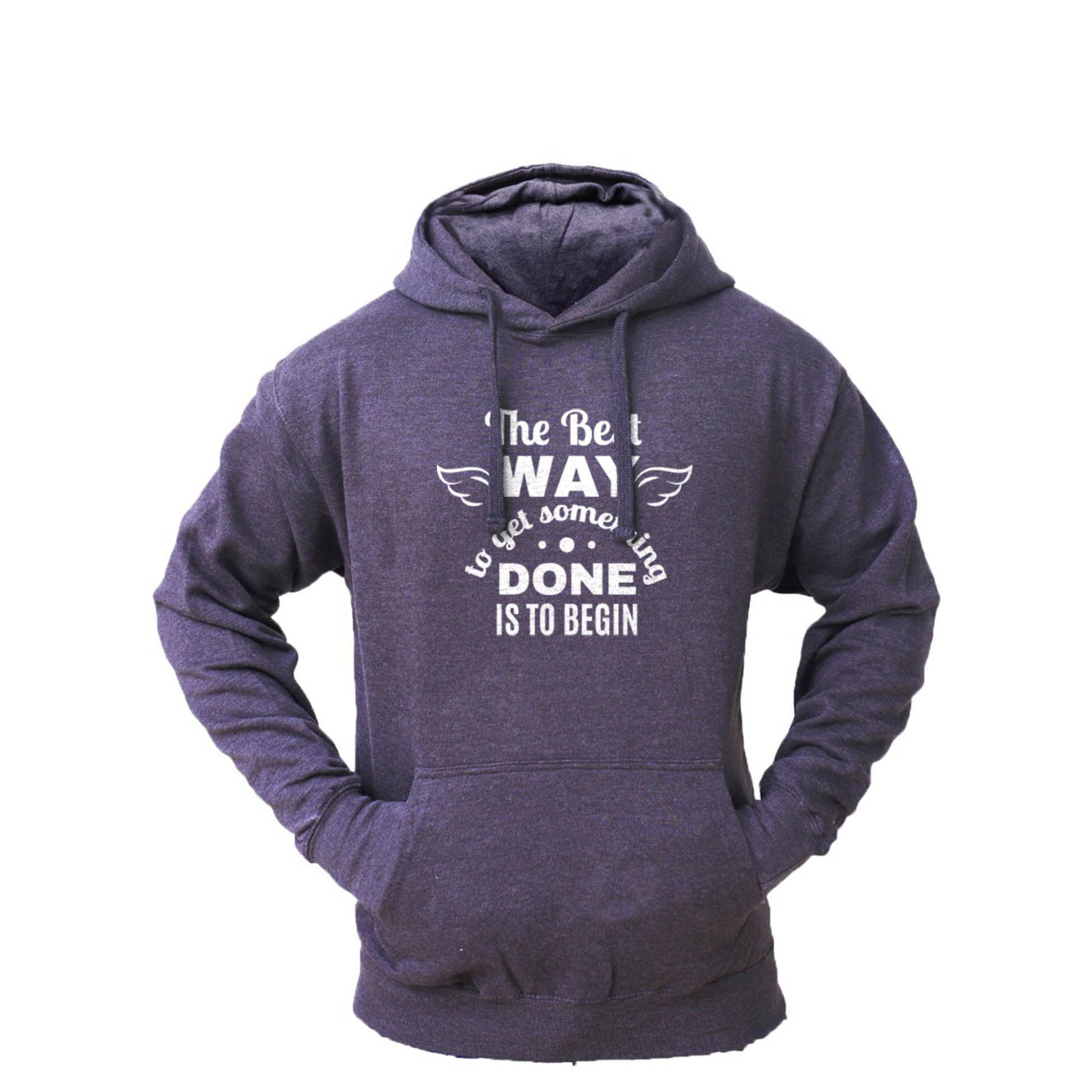 Men's 'The Best Way' Fleece Pullover Long-sleeved Printed Hoodie