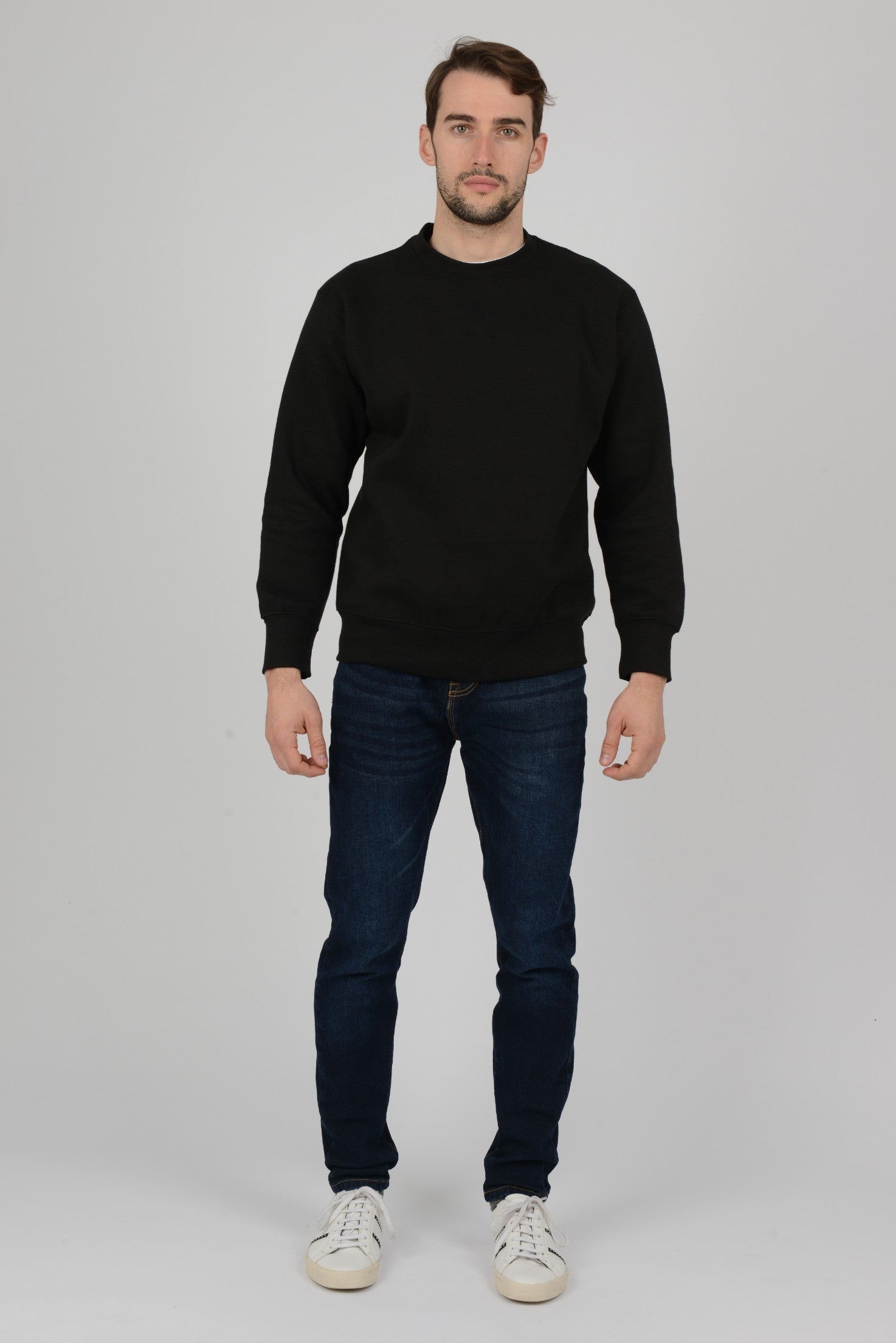 Mens-Plain-Fleece-Sweatshirt-Workwear-Black