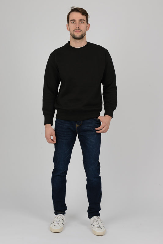 Mens-Plain-Fleece-Sweatshirt-Jumper-Black