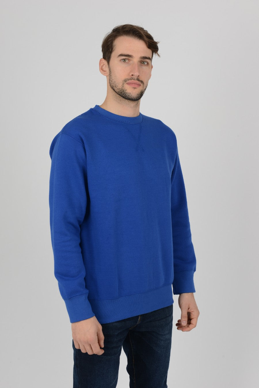 Mens-Plain-Fleece-Sweatshirt-Sweater-Royal-Blue