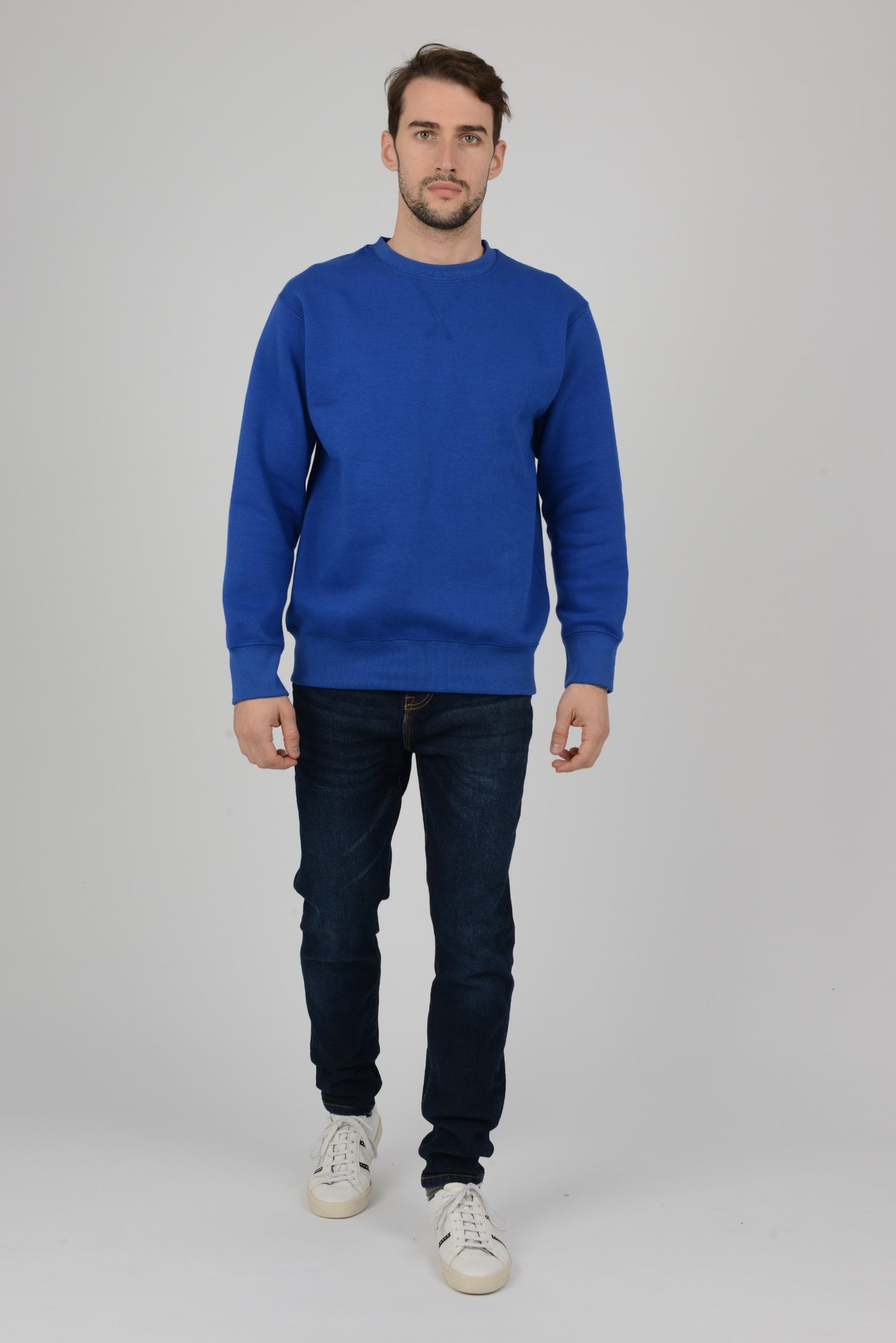 Mens-Plain-Fleece-Sweatshirt-Jumper-Royal-Blue