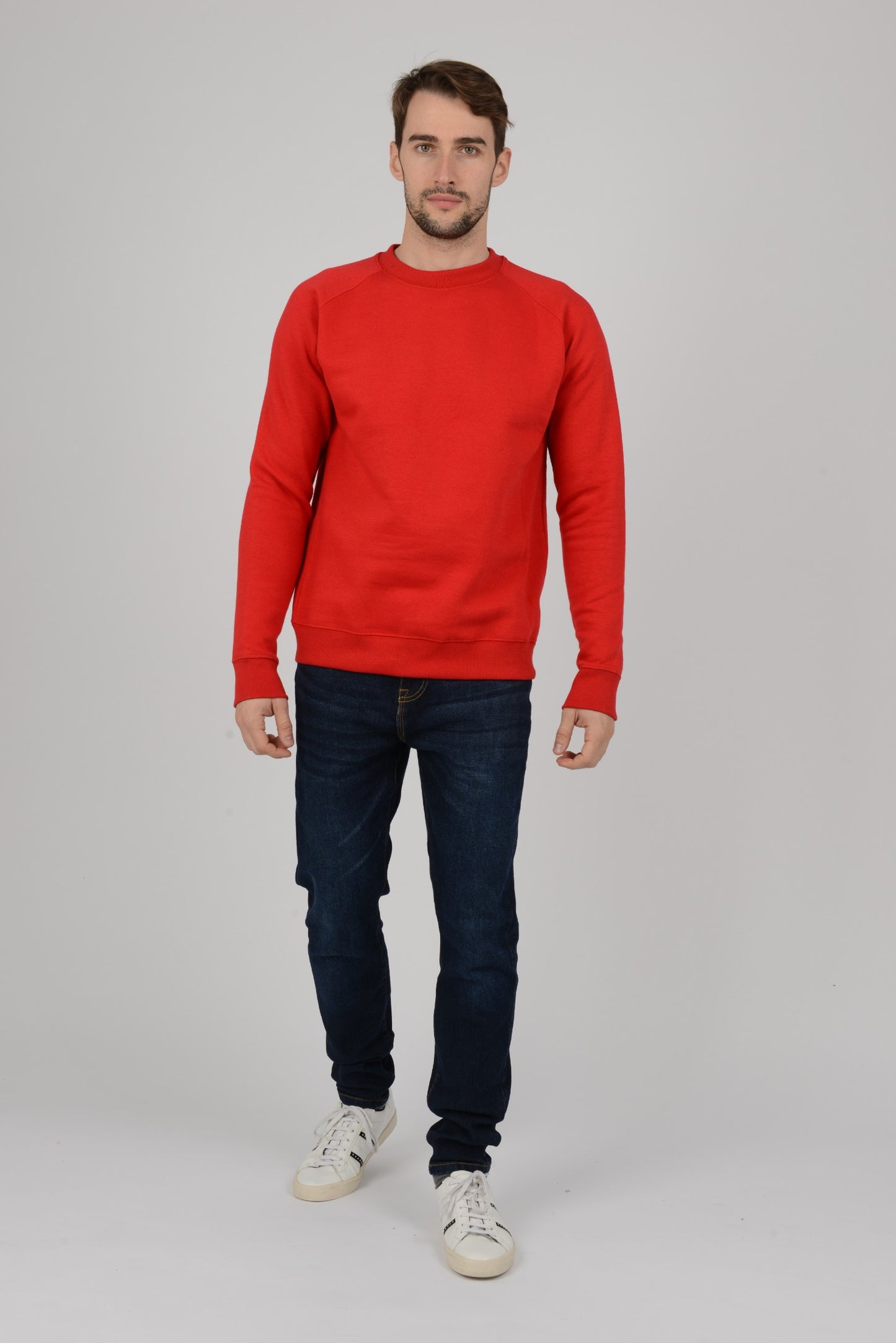 Mens-Plain-Fleece-Sweatshirt-Jumper-Red