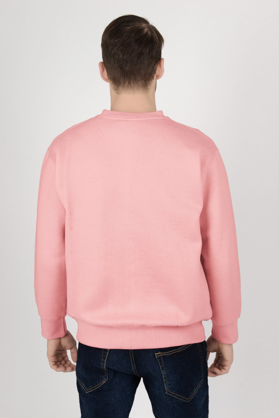 Mens-Plain-Fleece-Sweatshirt-Jersey-Pink