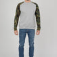 Mens Camouflage Camo Block Raglan Light Grey Sweatshirt Top