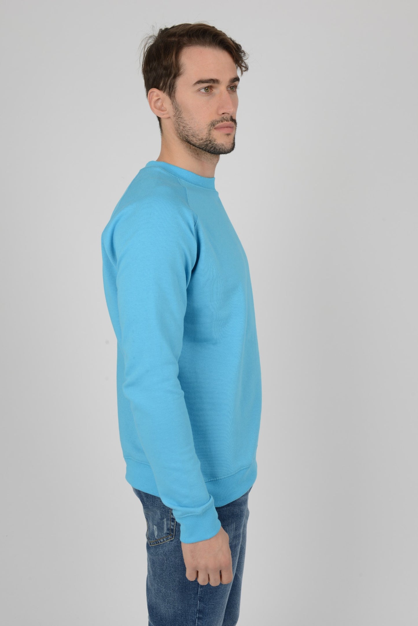 Mens-Raglan-Sweatshirt-Workwear-Azure-Blue