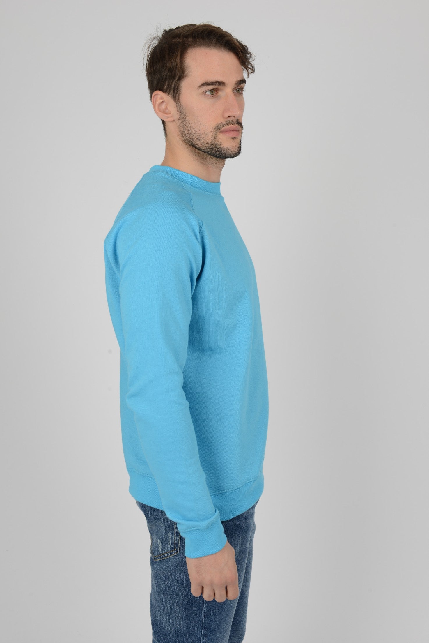 Mens-Raglan-Sweatshirt-Workwear-Azure-Blue