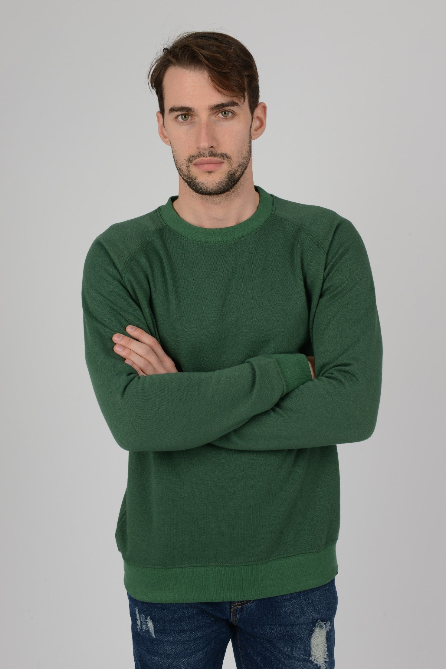 Mens-Raglan-Sweatshirt-Jersey-Bottle-Green