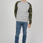 Mens Camouflage Camo Block Raglan Light Grey Sweatshirt Top