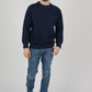 Mens-Plain-Fleece-Sweatshirt-Jersey-Indigo-Blue
