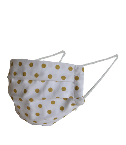 Reusable Cotton Pleated Mask - Golden Polka