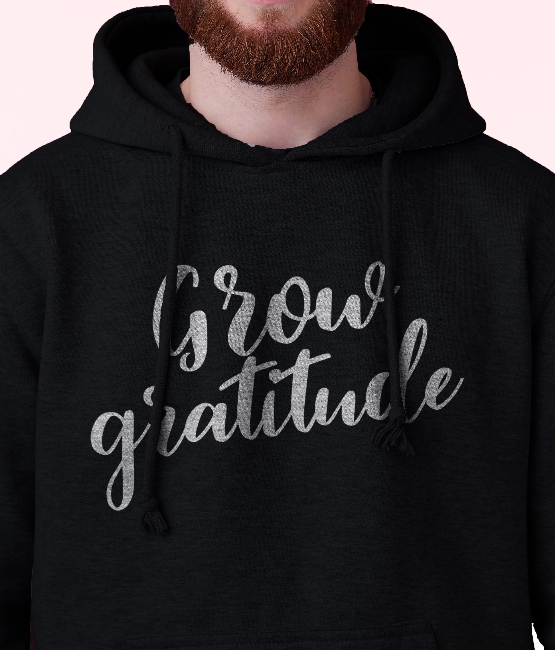 Men's 'Grow Gratitude' Fleece Pullover Long-sleeved Printed Hoodie