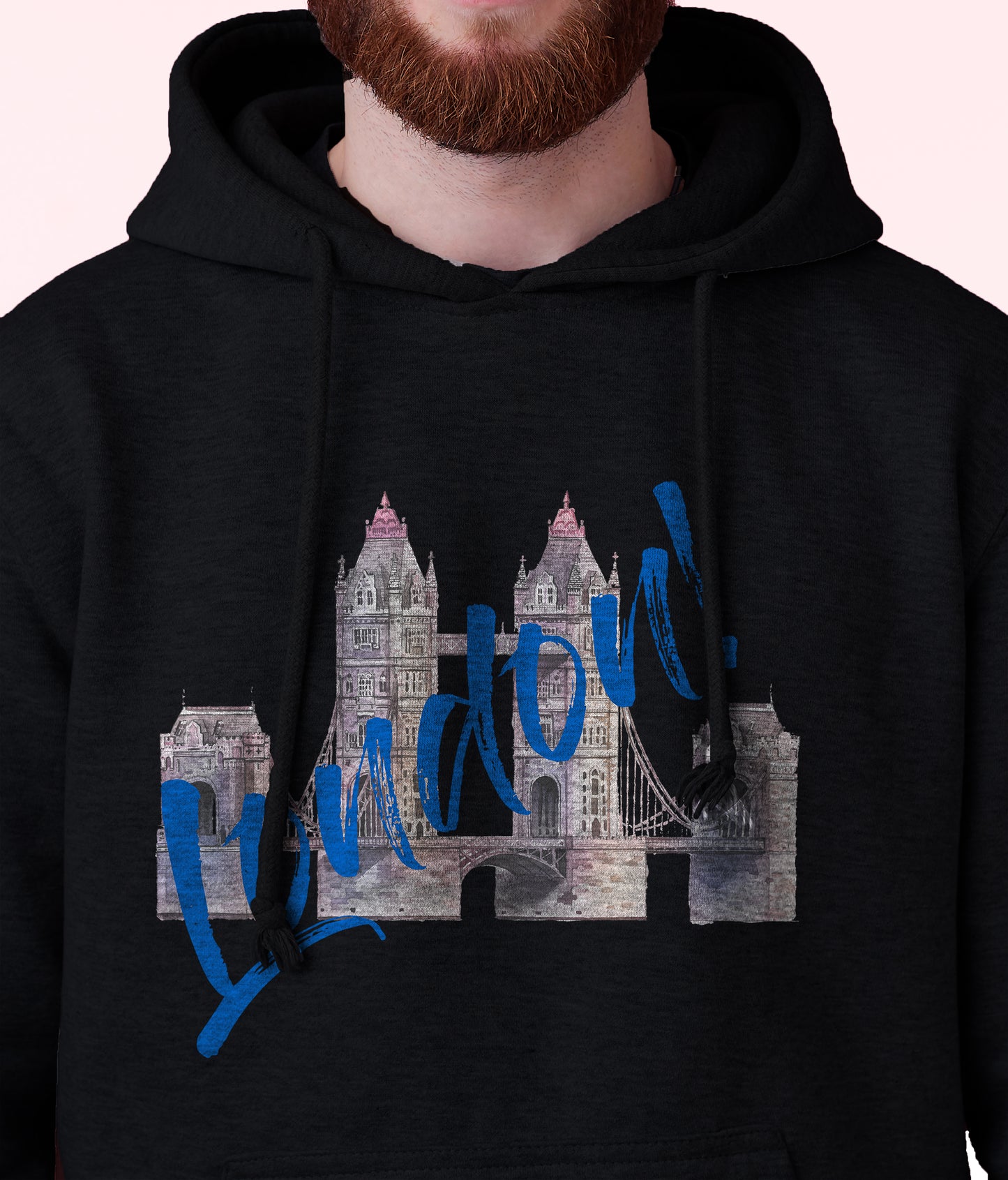  Men's London Bridge Fleece Pullover Long-sleeved Printed Hoodie