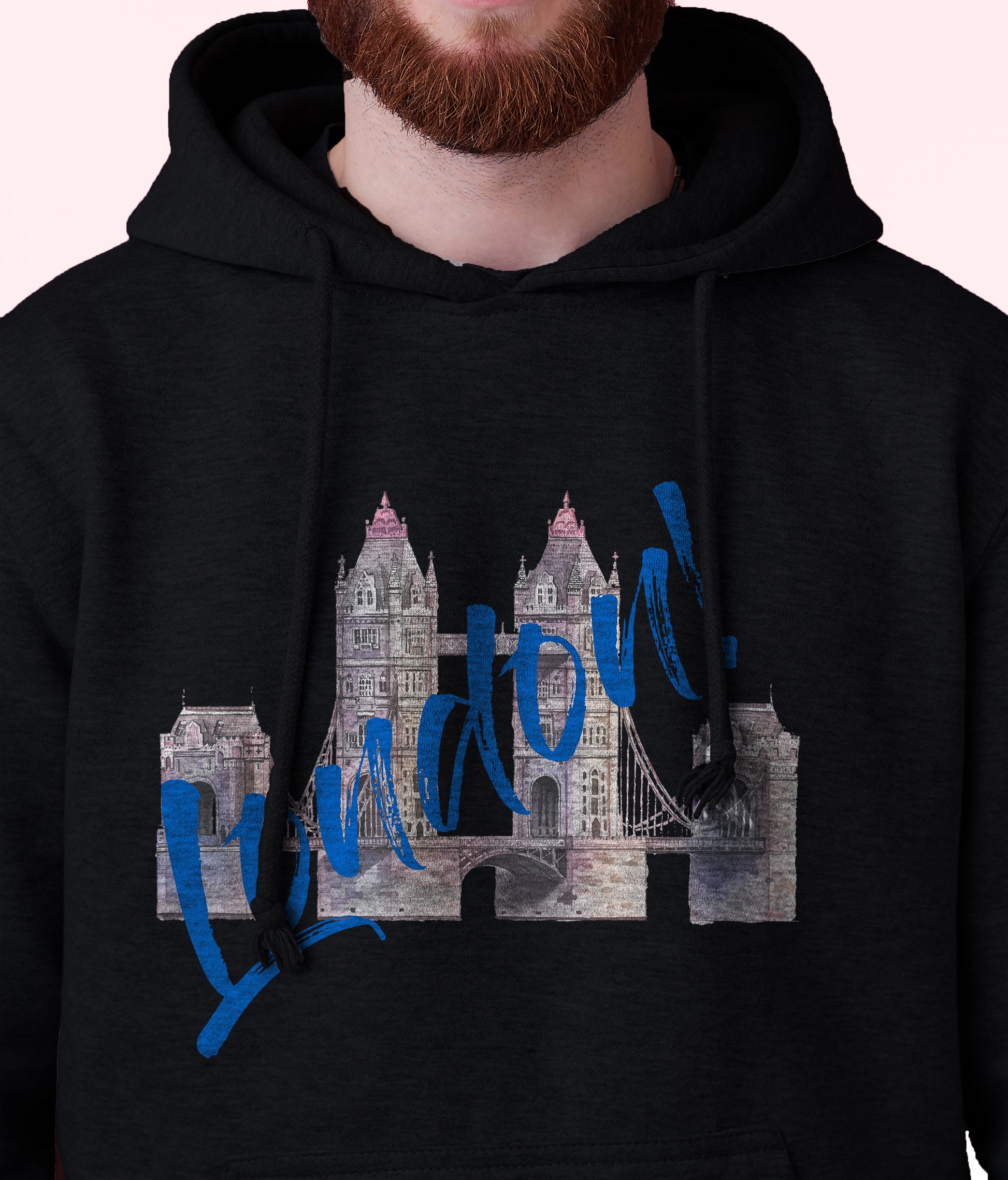  Men's London Bridge Fleece Pullover Long-sleeved Printed Hoodie