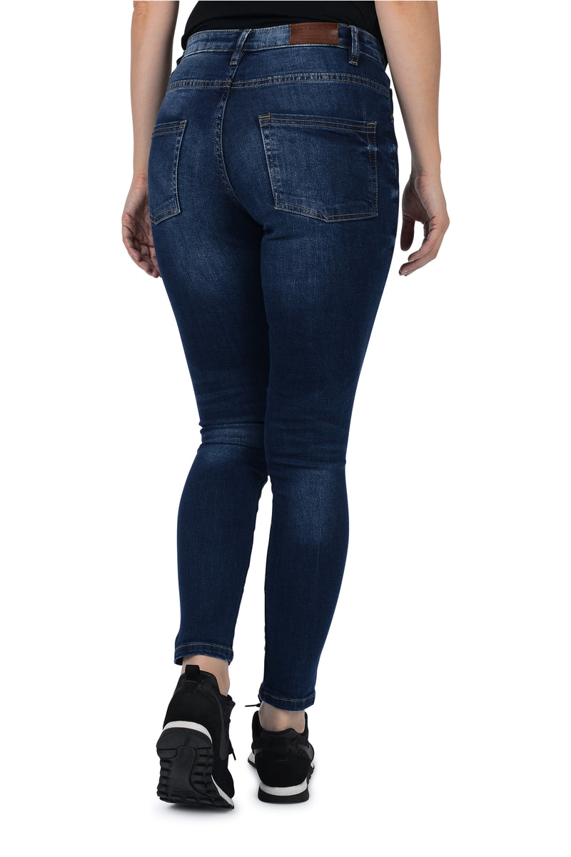 Mid Rise Skinny Fit Jeans - Deep Blue