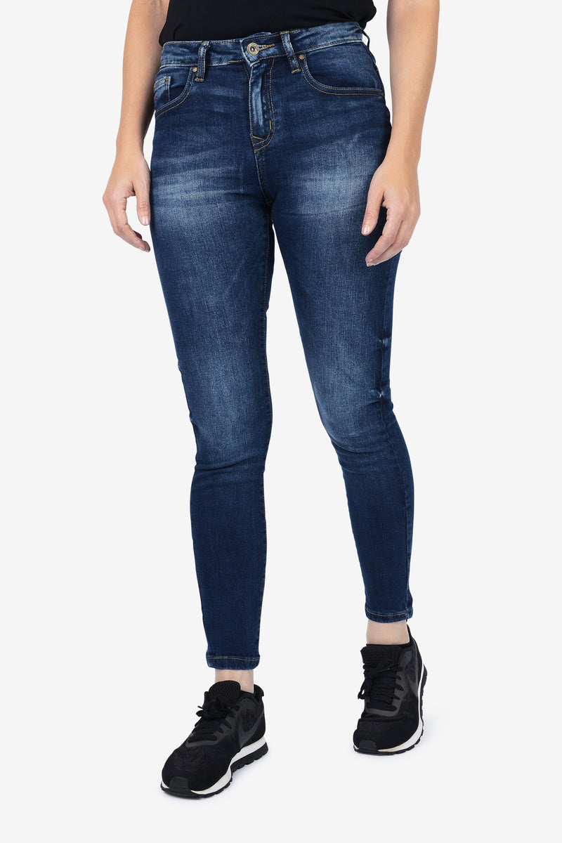 Mid Rise Skinny Fit Jeans - Deep Blue