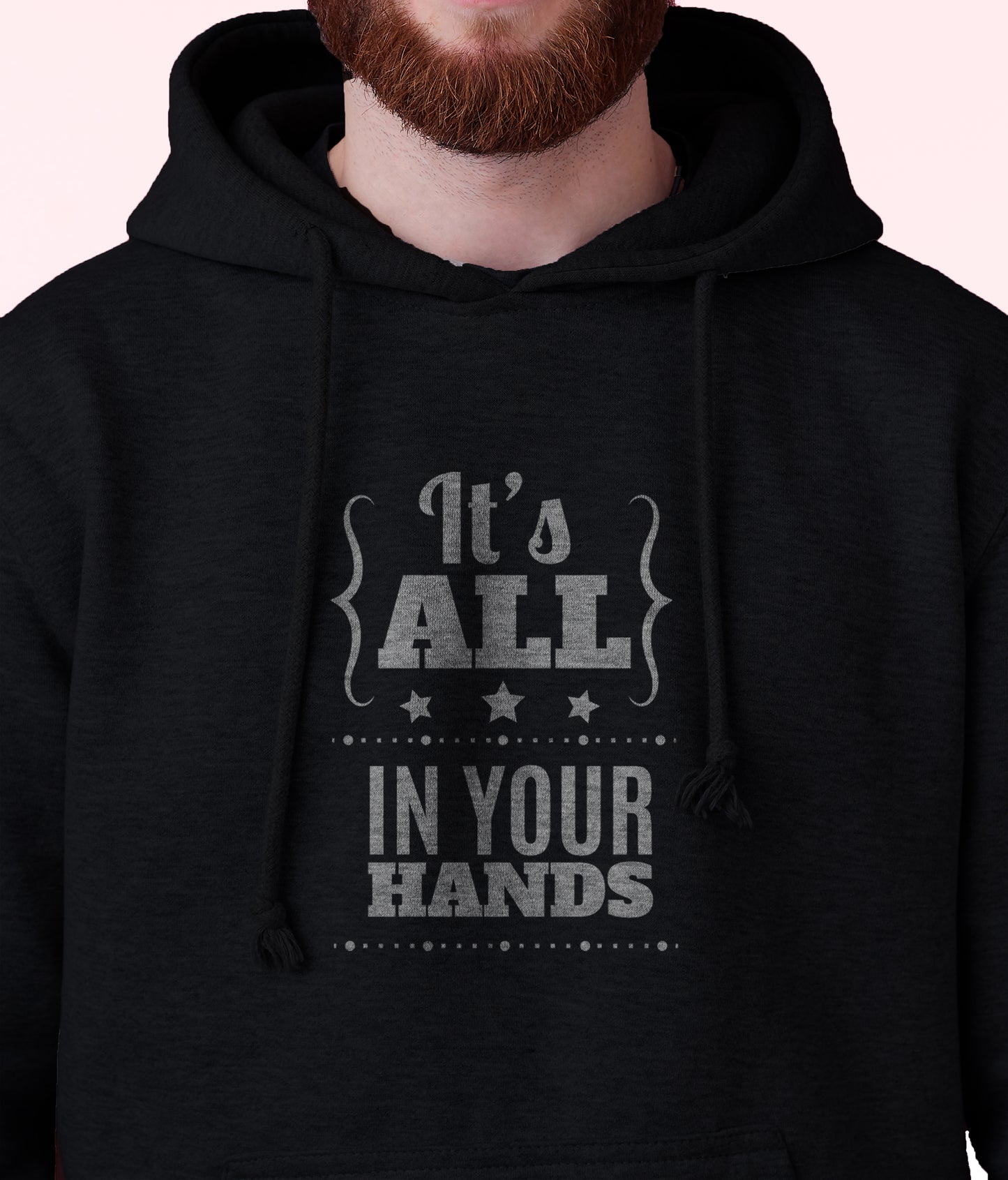Men's 'It's All in Your Hands' Fleece Pullover Long-sleeved Printed Hoodie